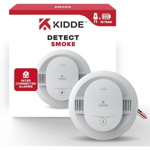 imageKidde Hardwired Smoke Detector 10Year Battery Backup Interconnectable LED Warning Light Indicators 2 Pack1 Pack