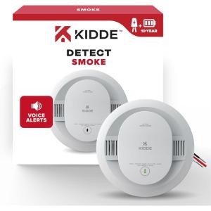 imageKidde Hardwired Smoke Detector 10Year Battery Backup Voice Alerts Interconnectable LED Warning Light Indicators