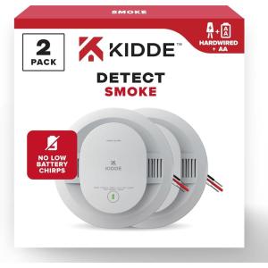imageKidde Hardwired Smoke Detector AA Battery Backup Interconnectable LED Warning Light Indicators 4 Pack2 Pack