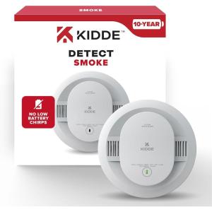 imageKidde Smoke Detector 10Year Battery LED Indicators Replacement Alert TestReset Button 2 Pack9th Edition