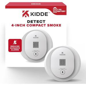 imageKidde Smoke Detector 4Inch Compact AA Battery Powered