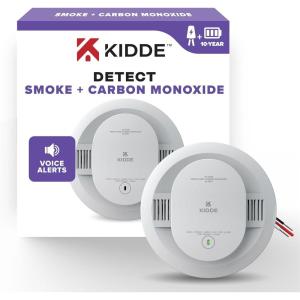 imageKidde Hardwired Smoke ampamp Carbon Monoxide Detector 10Year Battery Backup Voice Alerts Interconnectable LED Warning Light Indicators 2 Pack1 Pack