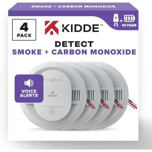 imageKidde Hardwired Smoke ampamp Carbon Monoxide Detector 10Year Battery Backup Voice Alerts Interconnectable LED Warning Light Indicators 2 Pack4 Pack