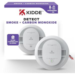 imageKidde Hardwired Smoke ampamp Carbon Monoxide Detector AA Battery Backup Smoke Alarm Interconnectable LED Warning Light Indicators 2 Pack9th Edition