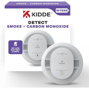 imageKidde Smoke ampamp Carbon Monoxide Detector 10Year Battery Powered LED Warning Light Indicators 4 Pack9th Edition