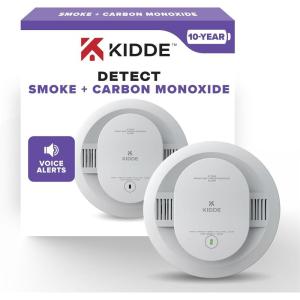 imageKidde Smoke ampamp Carbon Monoxide Detector 10Year Battery Powered Voice Alerts LED Warning Light Indicators 2 Pack9th Edition