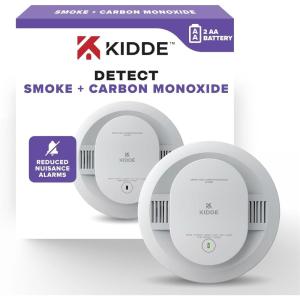 imageKidde Smoke ampamp Carbon Monoxide Detector AA Battery Powered LED Warning Light Indicators 2 Pack1 Pack