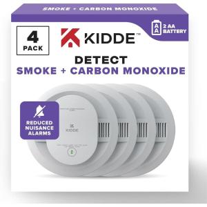 imageKidde Smoke ampamp Carbon Monoxide Detector AA Battery Powered LED Warning Light Indicators 2 Pack4 Pack