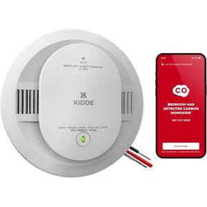 imageKidde Hardwired Kidde App Enabled Smart Smoke and Carbon Monoxide Detector AA Battery Backup Voice Alerts Interconnected AlarmSmart Smoke  Carbon Monoxide Detector