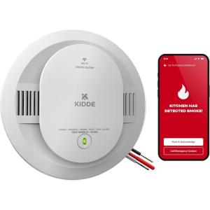 imageKidde Hardwired Kidde App Enabled Smart Smoke and Carbon Monoxide Detector AA Battery Backup Voice Alerts Interconnected AlarmSmart Smoke Detector