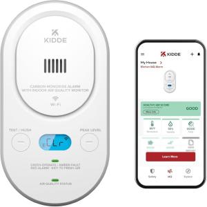 image:imageKidde Smart Carbon Monoxide Detector amp Indoor Air Quality Monitor Plugin with AA Battery Backup RealTime Notifications 24 GHz WiFi Enabled Rotating Plug 85 dB Alarm 5th Edition COPDLQW