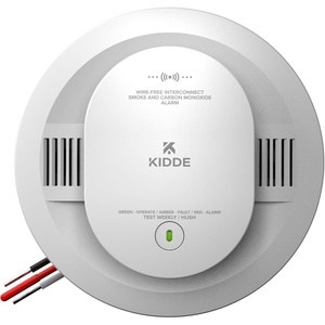 image:imageKidde Smoke and Carbon Monoxide Detector AA BatteryPowered WireFree Interconnect Voice Alerts LED Status Light 85 dB Alarm 5inches 30CUDRVRFHardwired with AA Battery Backup